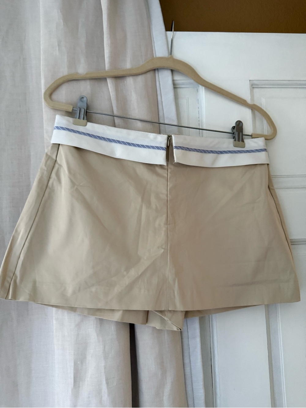 Zara Beige Mini Skort with Contrast Waistband – Size S-NWOT